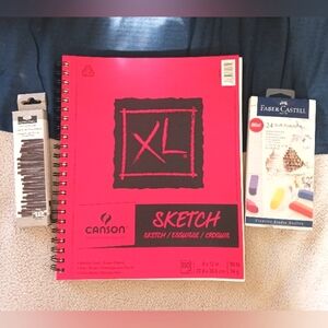 Canson XL Sketch Pad With Soft Pastels And Black Charcoals
